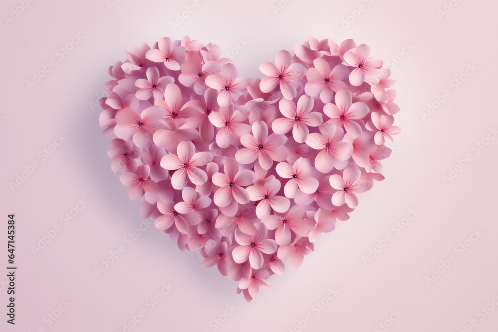 Flower Heart Shape Pastel Pink Background Mothers Day, Day Womens, Day Valentines
