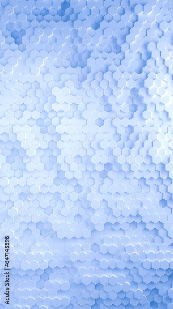Bright white abstract hexagon wallpaper. Tech wall white. 3d rendering.