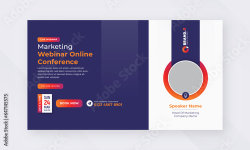 Live webinar online marketing business conference web banner and facebook cover template design