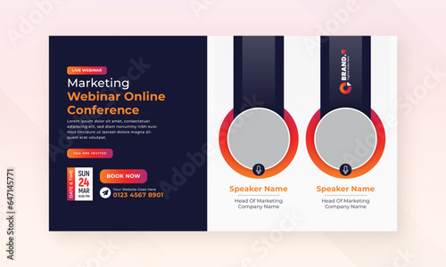 Live webinar online marketing business conference web banner and facebook cover template design