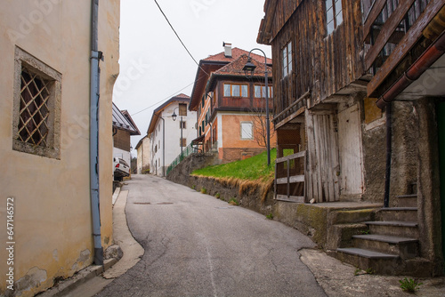 A street in the mountain village of Forni Avoltri in Carnia in Udine Province  Friuli-Venezia Giulia  north east Italy