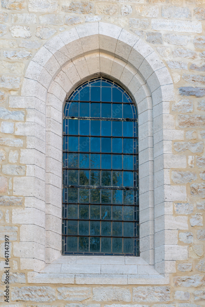 window in the old building,Gothic style arched window,Church window