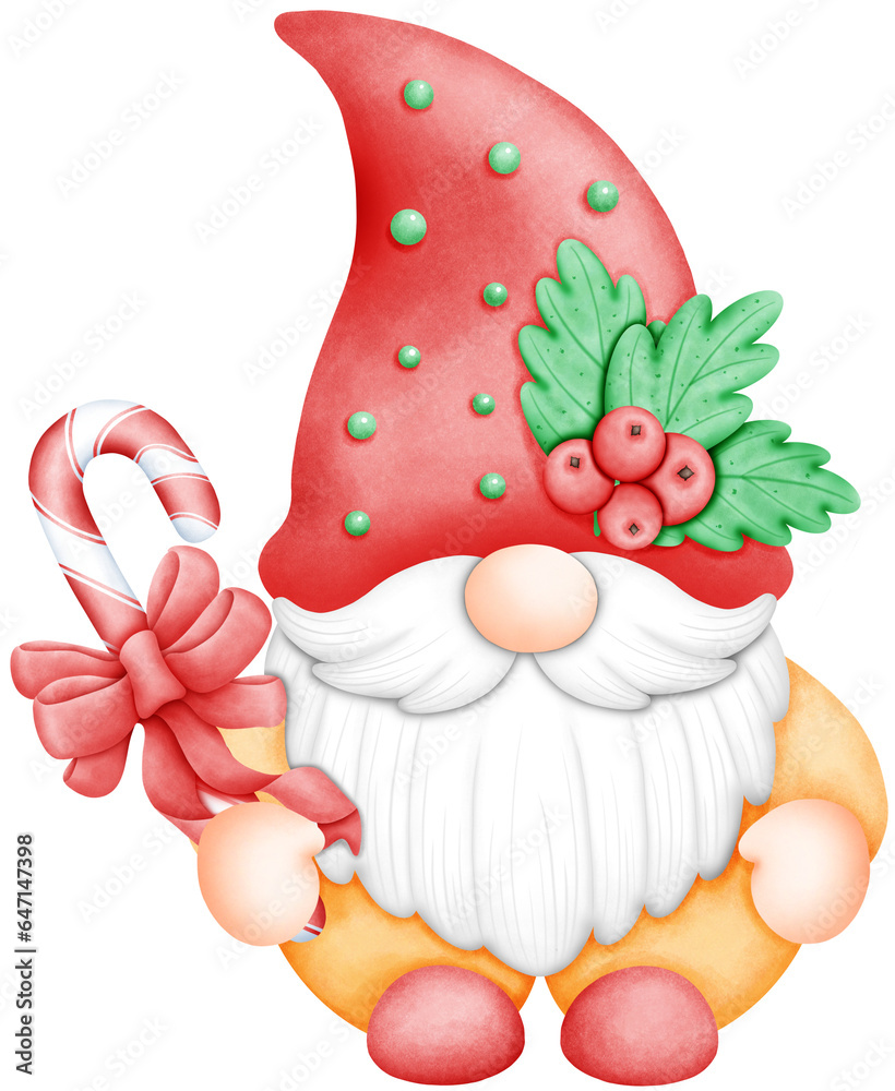 watercolor Christmas gnome illustration is a beautiful and festive depiction of this popular holiday character