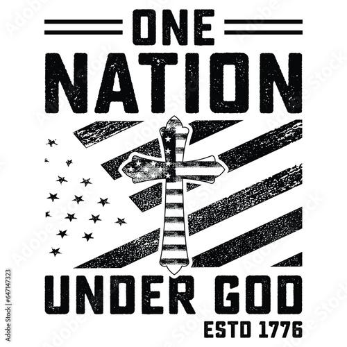  Gift Christ Shirt one nation under god estd 1776 t-shirt design