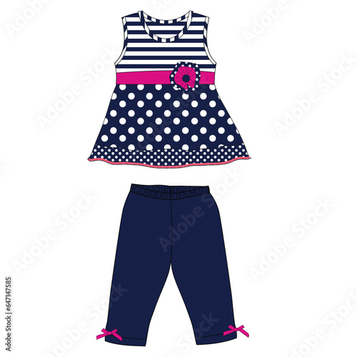 girls baby frocks with leggings flower with dots print