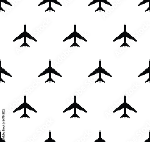  pixel plane Seamless Pattern vector airplane background pixel art for 8 bit game