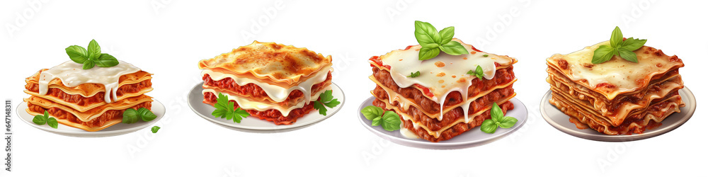 Lasagna clipart collection, vector, icons isolated on transparent background
