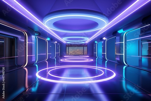 Transformed from an underground parking corridor, a futuristic stage room awaits