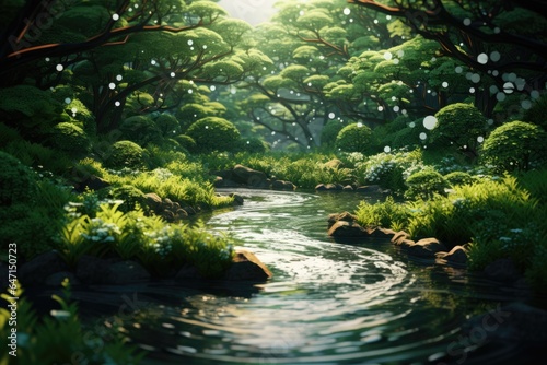Peaceful River Winding Through A Lush Forest