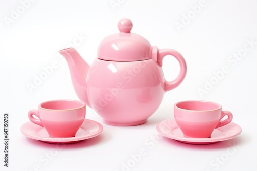 Pink Toy Toy Tea Set White Background Pink Toy Tea Set, White Background, Toy Safety, Color Psychology, Gender Stereotypes, Creativity, Parental Involvement, Product Quality photo