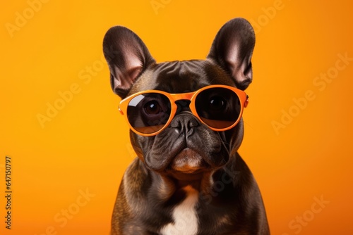Portrait French Bulldog Dog With Sunglasses Orange Background Breed Standards For French Bulldogs, Benefits Of Sunglasses For Dogs, Selecting Appropriate Dog Clothing © Ян Заболотний