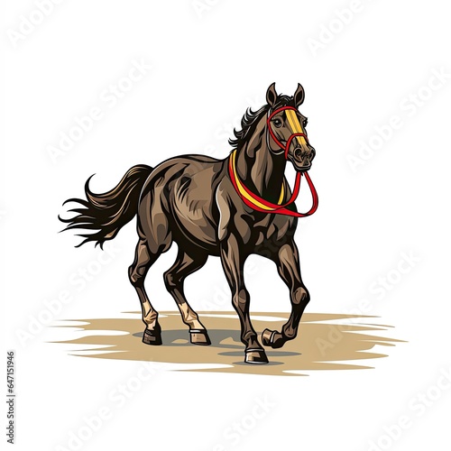 Cute Horse Racing with cartoon style isolated on a white background