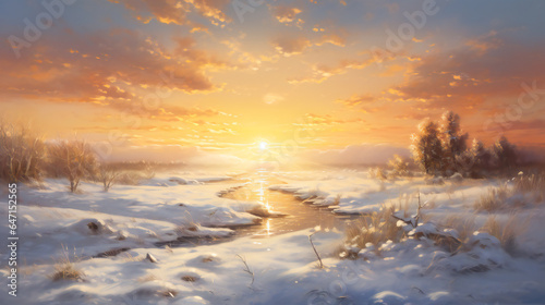 A Snowy Symphony, Sunlight Dances on Glistening Snowflakes © EwaStudio