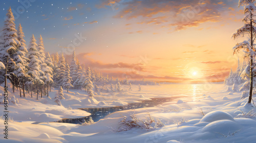 A Snowy Symphony, Sunlight Dances on Glistening Snowflakes © EwaStudio