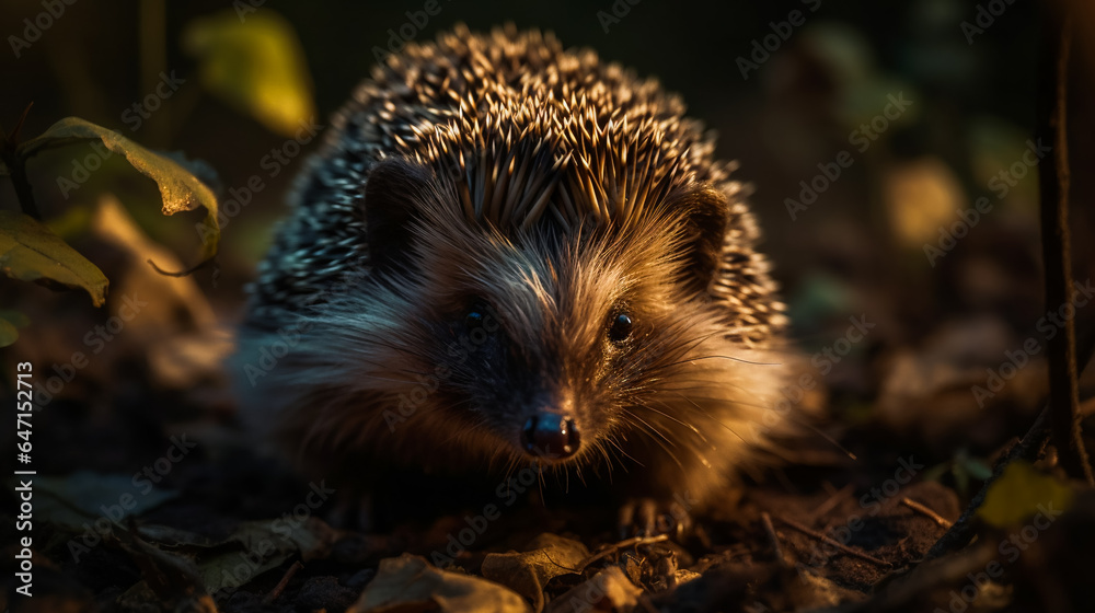 Fototapeta premium Adorable Hedgehog in the Grass.AI Generated