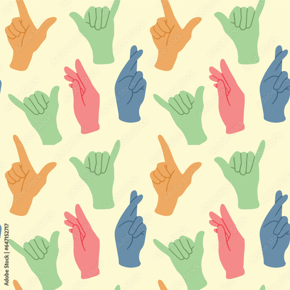 Fototapeta premium Hands gestures seamless patterns