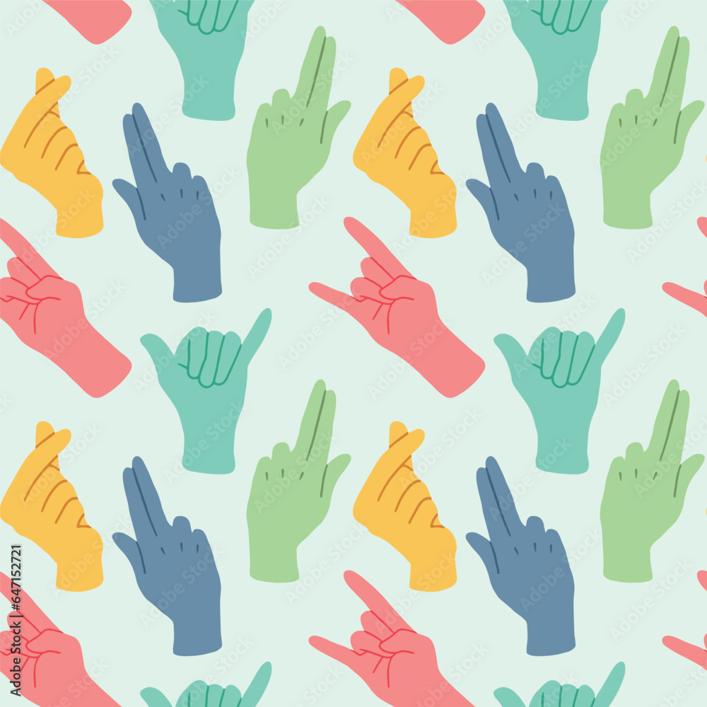 Fototapeta premium Hands gestures seamless patterns