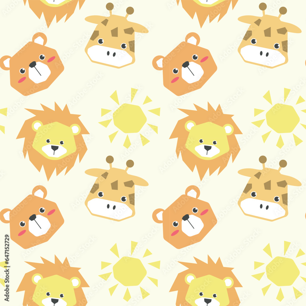 Fototapeta premium Cute animals kids seamless patterns