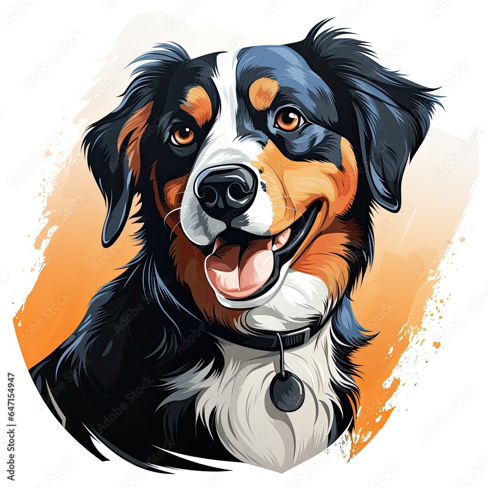 Colorful Dog with cartoon style isolated on a white background