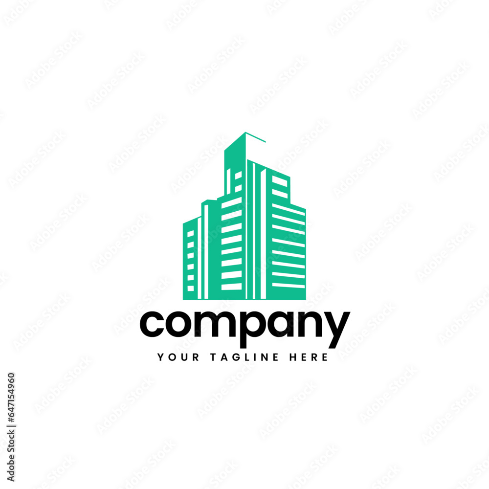 green real estate building construction builders apartment house architecture skyline build business company minimalist logo