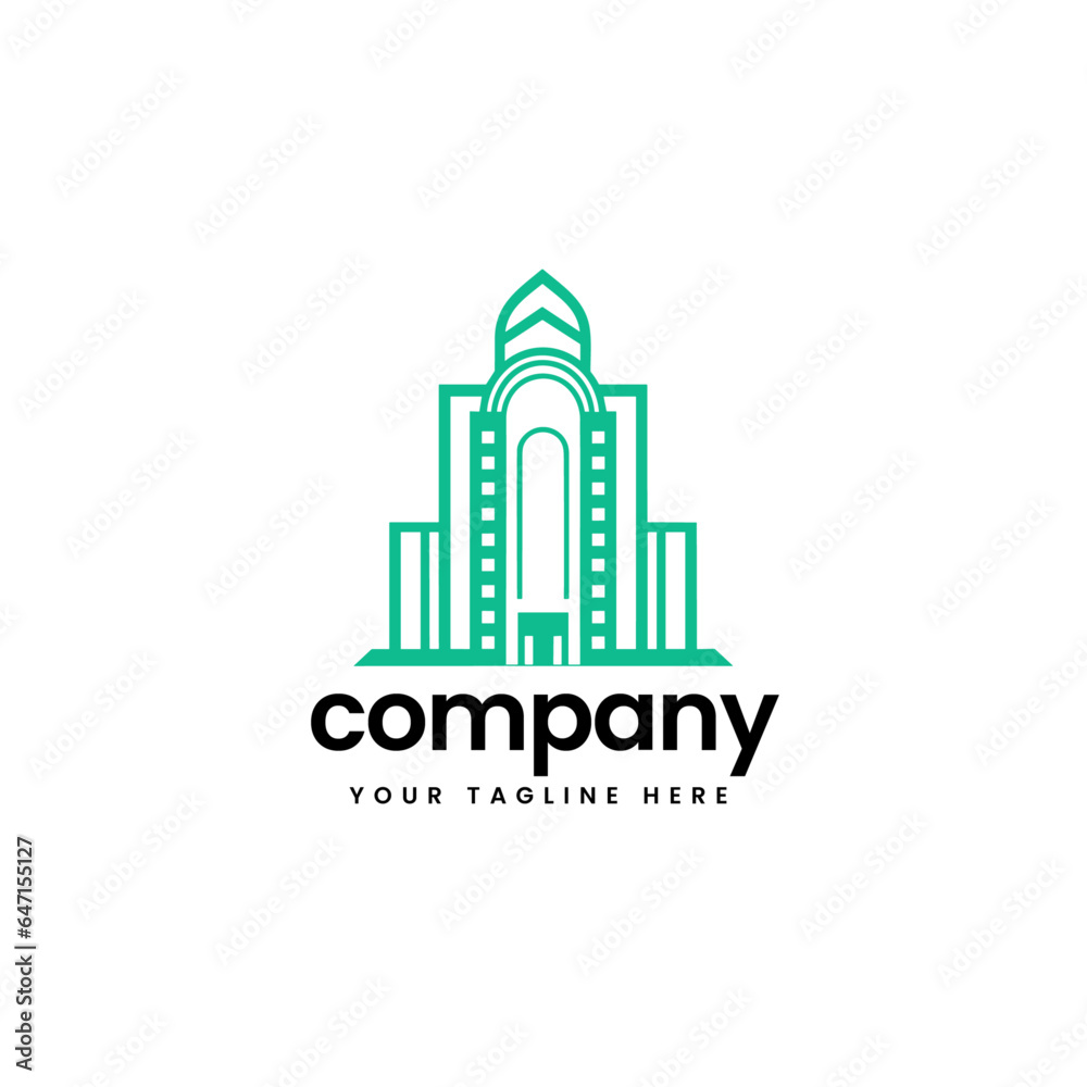 Fototapeta premium flat real estate building construction builders apartment house architecture skyline build business company minimalist logo