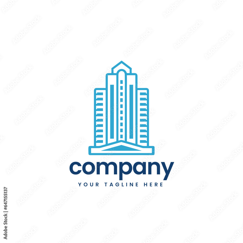 luxury blue real estate building construction builders apartment house architecture skyline build business company minimalist logo