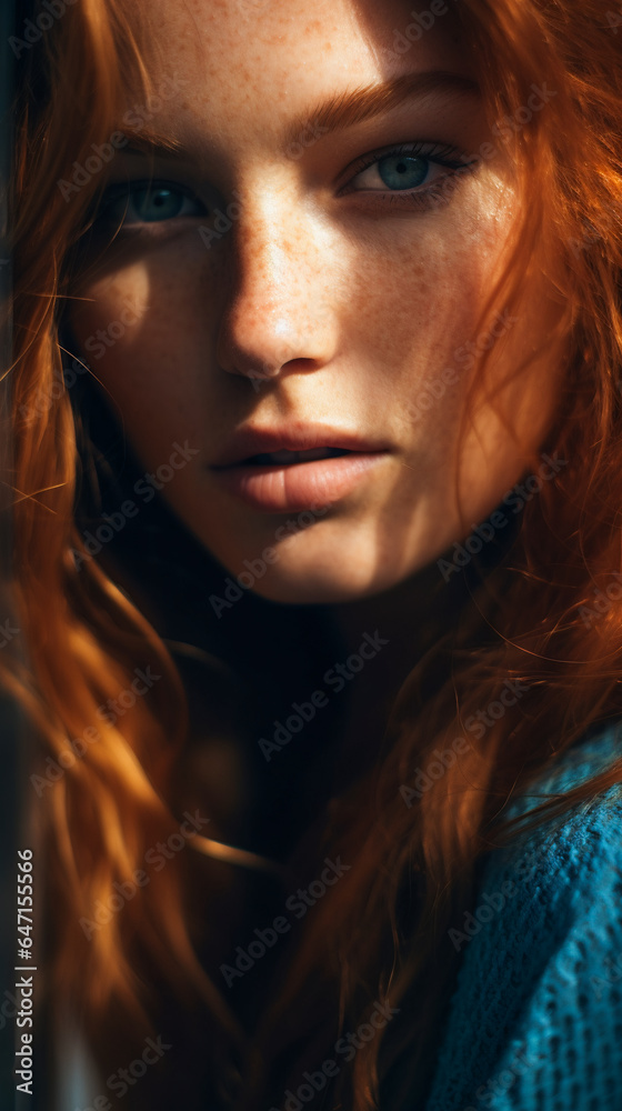 Graceful Woman with Freckles. Freckled Beauty