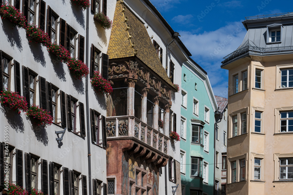 The Goldenes Dachl (Golden Roof), completed in 1500 with 2,738 fire-gilded copper tiles for Emperor Maximilian I to mark his wedding to Bianca Maria Sforza in Innsbruck, Austria.Europe The Goldenes Dachl (Golden Roof), completed in 1500 with 2,738 fire-gilded copper tiles for Emperor Maximilian I to mark his wedding to Bianca Maria Sforza in Innsbruck, Austria.Europe