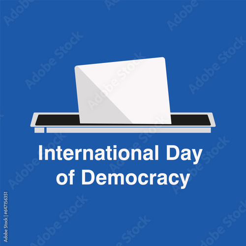 International Day of Democracy vector, illustration. Ballot box and ballot paper casting vote concept. photo