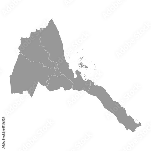 Eritrea map with administrative divisions. Vector illustration.