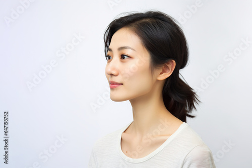 Side-View Portrait of Natural Japanese Woman