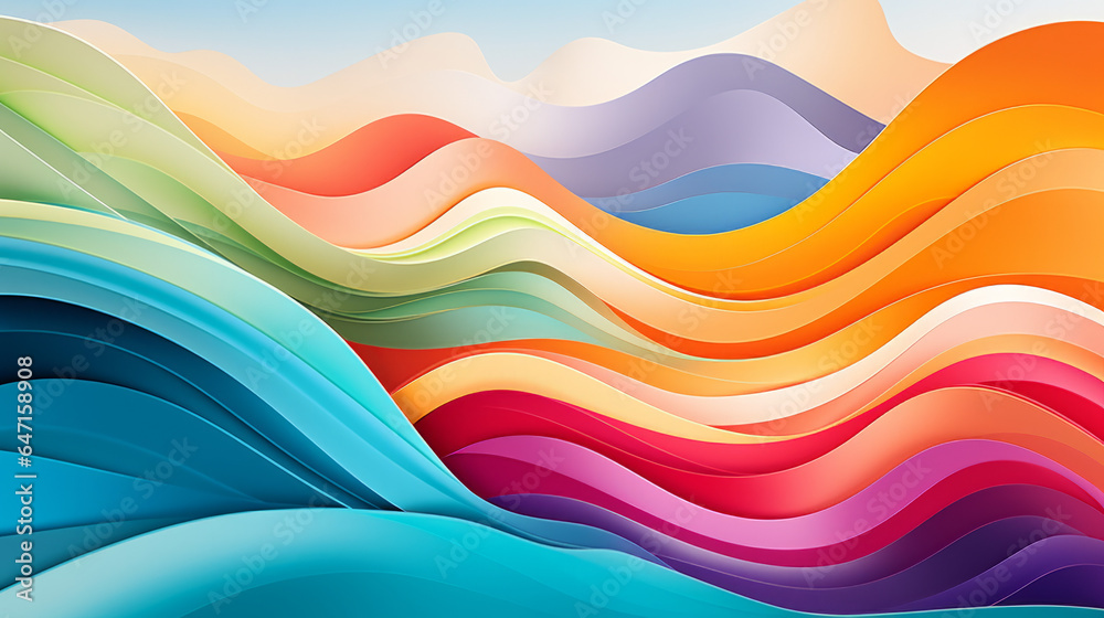 Abstract rainbow and Colorful Wavy Mountain Landscape: Innovative Paper Cut-Out Style for Presentation, PowerPoint, Laptop Desktop Background Abstract rainbow and Colorful Wavy Mountain Landscape: Innovative Paper Cut-Out Style for Presentation, PowerPoint, Laptop Desktop Background