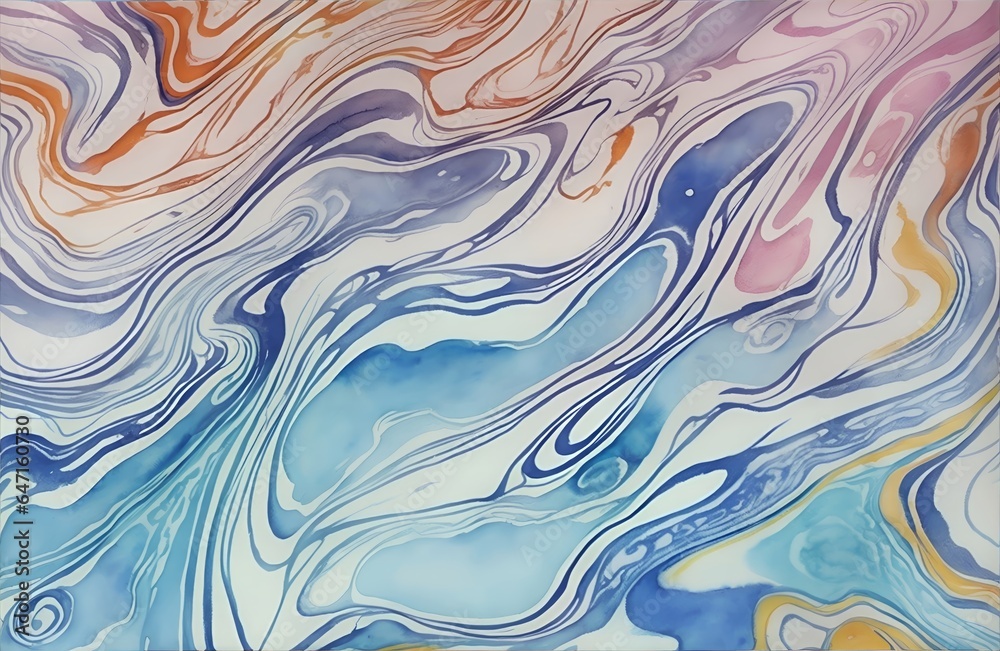 Fototapeta premium Abstract Liquid Marble Texture Ink Ripples Watercolor Design Background