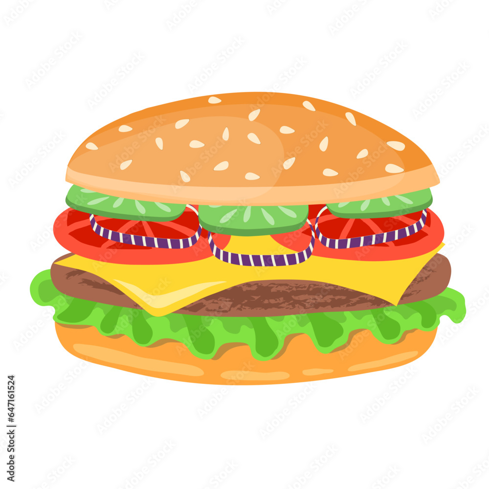 art drawn tasty burger icon