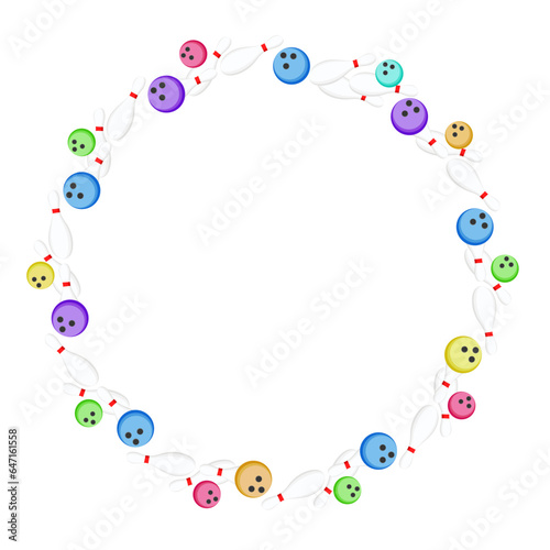 skittles and bowling ball art design round frame