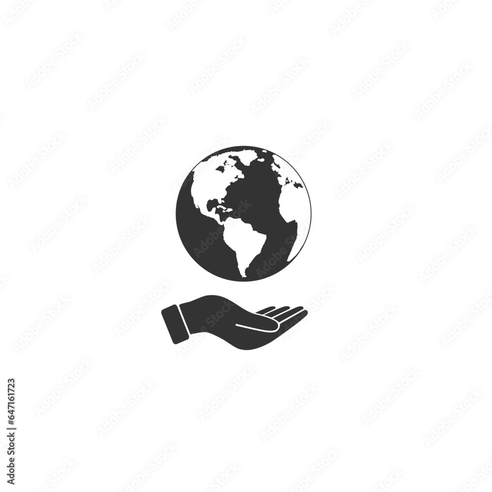 Earth day icon, world green ecology concept, globe with sapling, save clean environment, editable stroke vector illustration flat sign