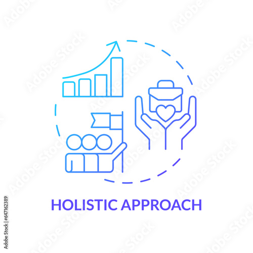 2D gradient icon holistic approach concept, isolated vector, mindful entrepreneurship thin line illustration.
