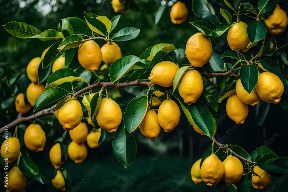 Tree filled with yellow lemons
