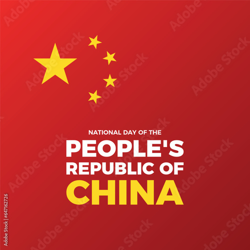 National Day of the People's Republic of China vector illustration. Chinese Flag vector. Flag of China red background with yellow five-stars. Public holiday in China. Important day