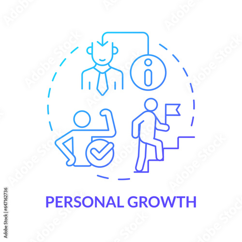 2D gradient icon personal growth concept, isolated vector, mindful entrepreneurship thin line illustration.