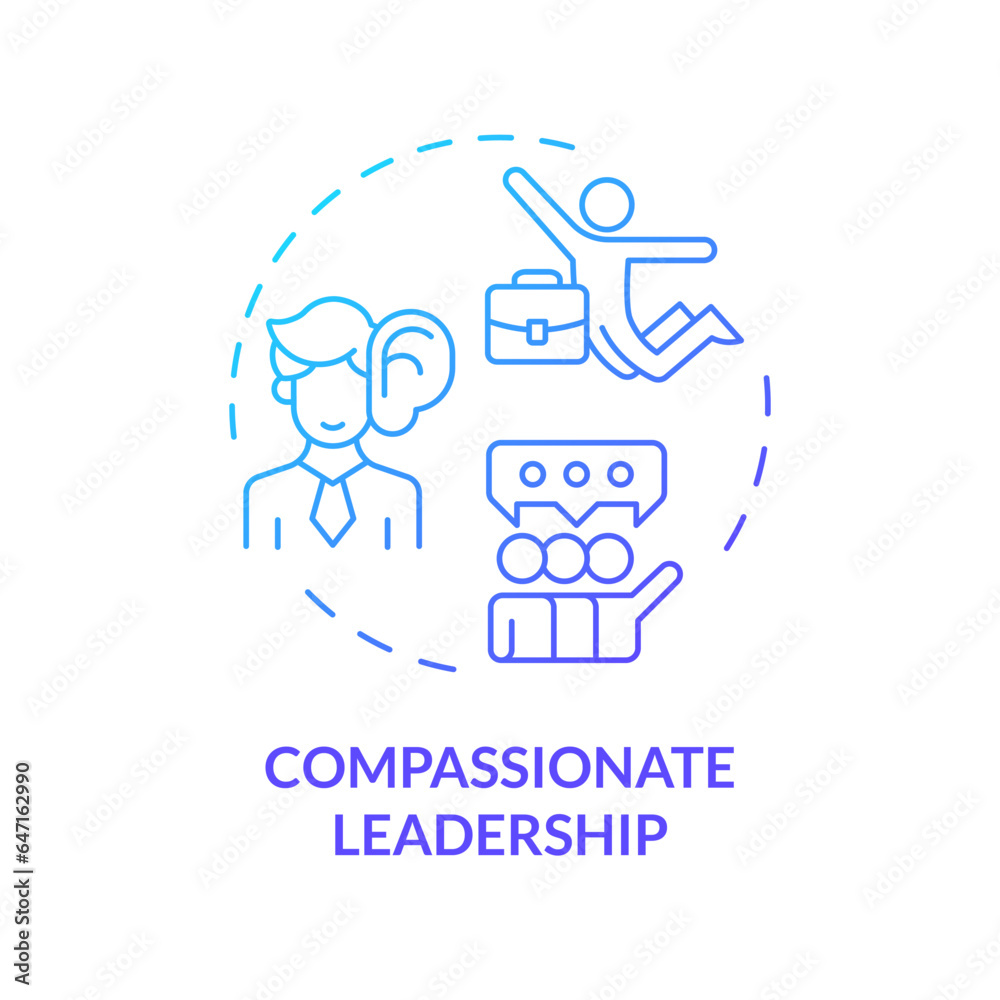 2D gradient icon compassionate leadership concept, isolated vector, mindful entrepreneurship thin line illustration. 2D gradient icon compassionate leadership concept, isolated vector, mindful entrepreneurship thin line illustration.