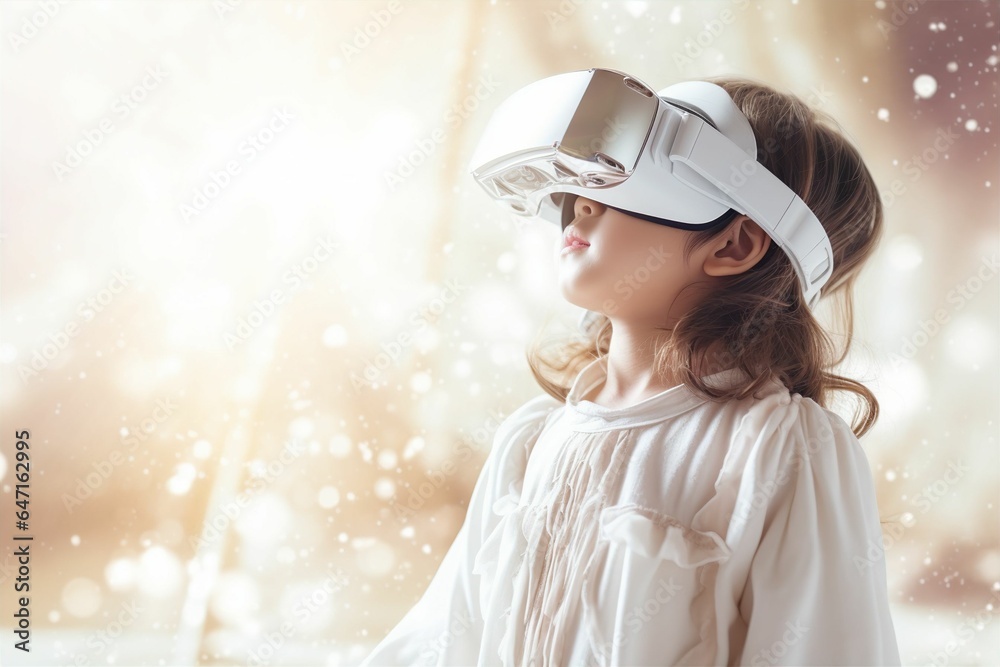 VRゴーグルをつけた日本人の子供のメタバースイメージ(メタバース・バーチャルリアリティ・教育) VRゴーグルをつけた日本人の子供のメタバースイメージ(メタバース・バーチャルリアリティ・教育)