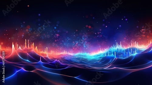 Abstract digital data background with colorful lights and squares