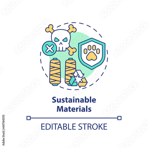 2D editable multicolor icon sustainable materials concept, simple isolated vector, sustainable fashion thin line illustration.