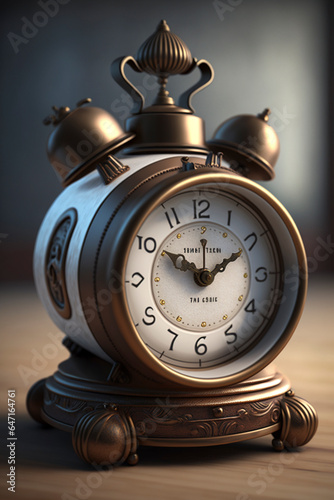 Image unreal engine vintage alarm clock on a white background photo