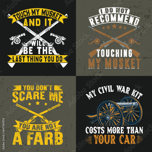 Vector guns civil war t-shirt design. Civil war vector, retro vintage design, template, poster design.