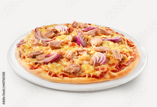 Pizza Thunfisch, rote Zwiebeln, Käse, italien, Pizza, freisteller,