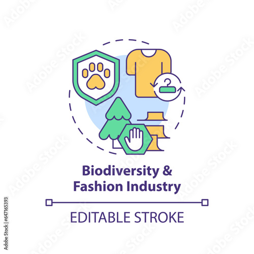2D editable multicolor icon biodiversity and fashion industry concept, simple isolated vector, sustainable fashion thin line illustration.