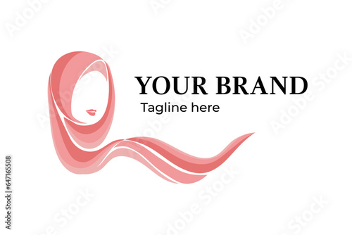beauty hijab woman logo design template. perfect for fashion muslim brand and beauty woman store