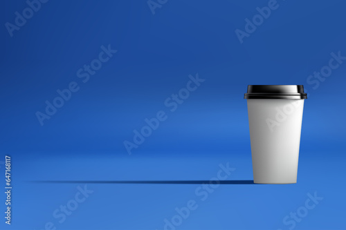 Abstract 3D Vector minimal scene for mockup product display. Cosmetic product background for sale event concept. Stage showcase withe paper cup on blue display studio background. Vector EPS10